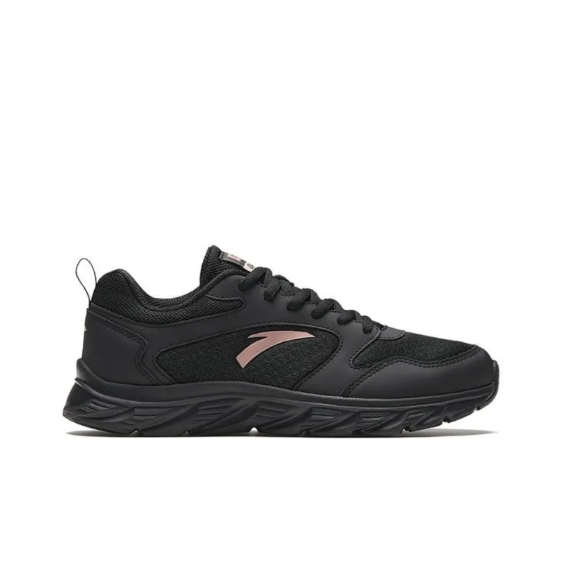 Anta Cushioning Wear Resistant Low Top Running Shoes Women's Black Pink-1