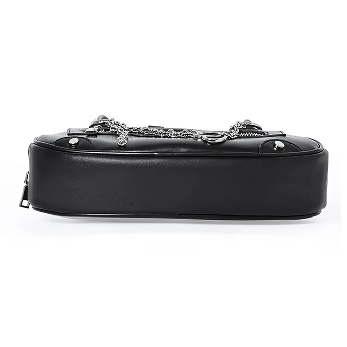 Hahhhsis Silver Metal Zip Closure Large Capacity Shoulder Bag, Handbag, Shoulder Bag Women's Pink/Black-2
