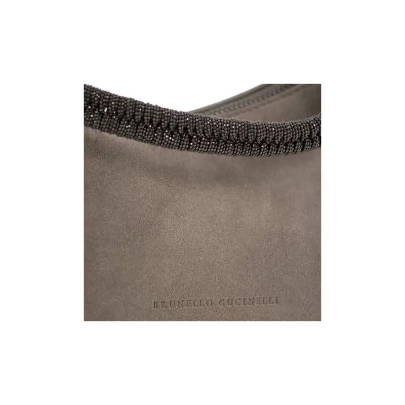 Brunello Cucinelli Monili-handle Suede Shoulder Bag-4