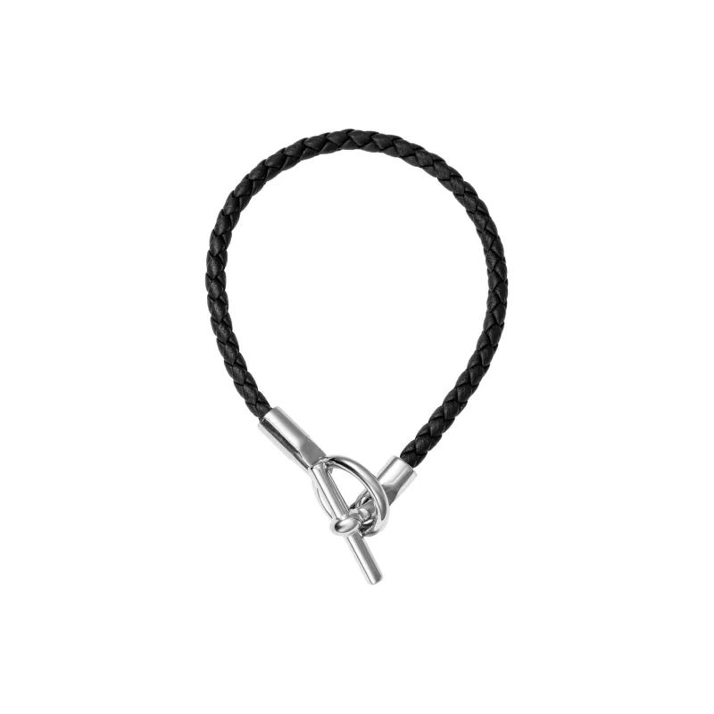HERMES Metal Detail Wristbands Men's Black-0