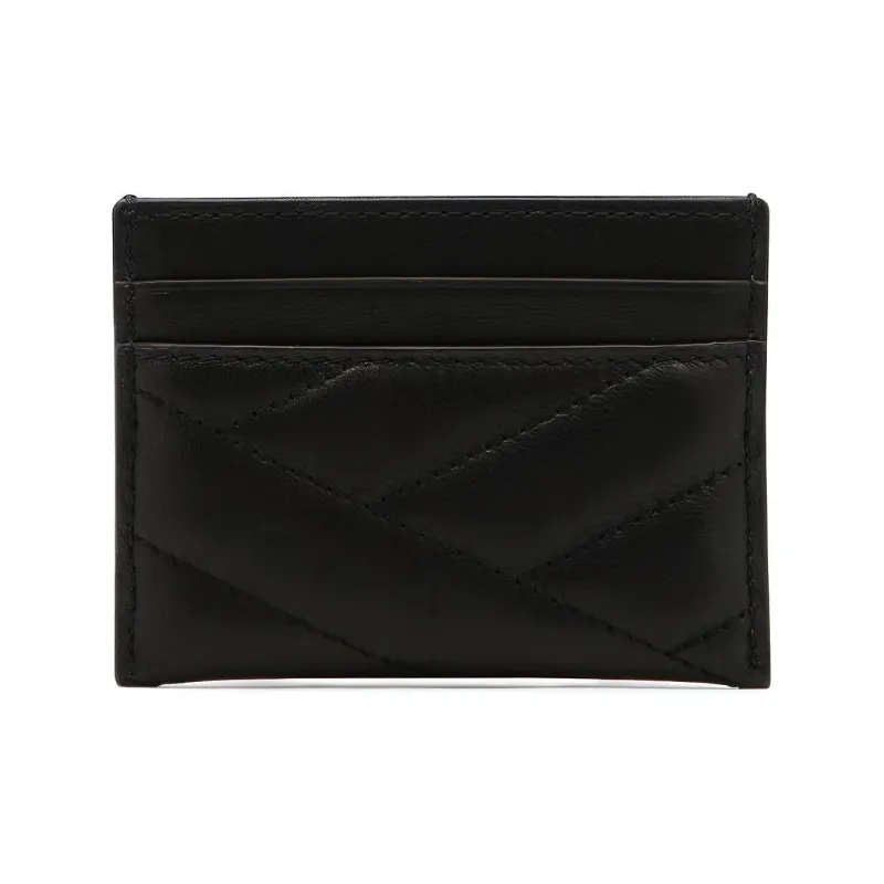 TORY BURCH Kira Herringbone Sheepskin Card Holder Women's Black-1