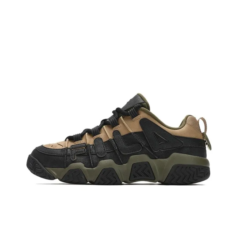 FILA FUSION BARRICADE Cushioning Wear Resistant Low Top Basketball Shoes Men's Black Brown-0