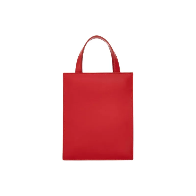 FERRAGAMO GANCINI Palm Calfskin Tote Bag Shopping Bag Shoulder Bag Crossbody Bag Handbag Mini Women's Flame Red-3