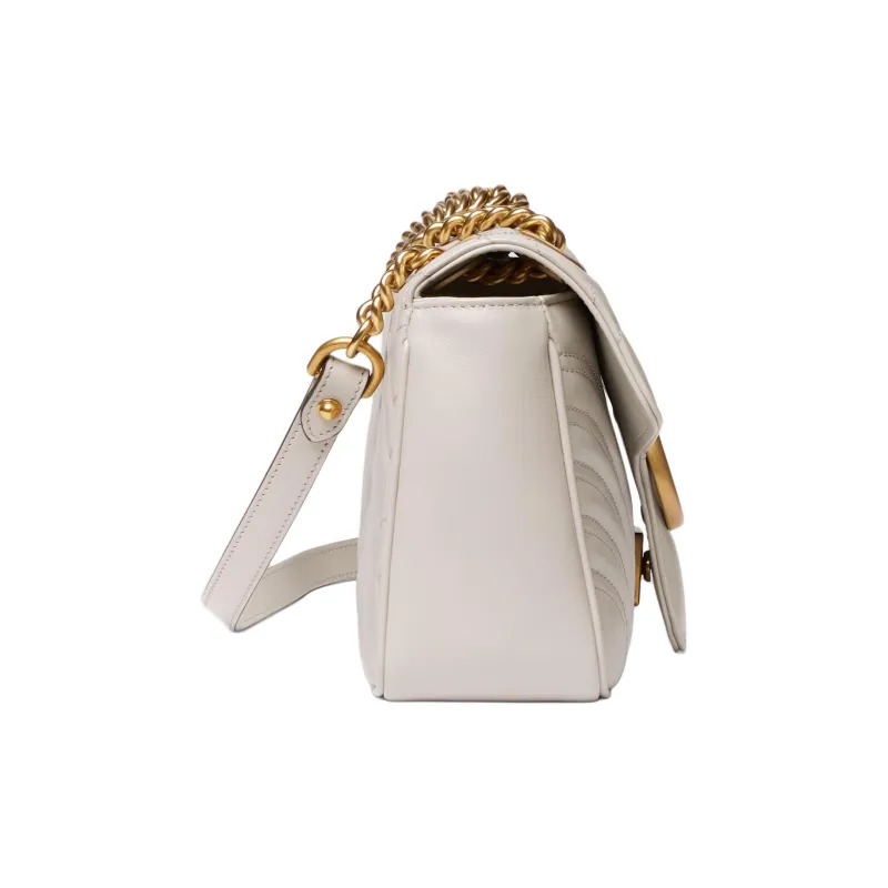 GUCCI GG Marmont Leather Crossbody Bag, Shoulder Bag Women's Light Gray-2