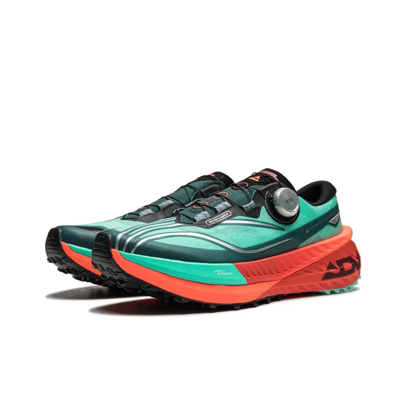 LiNing Dilu PRO Cushioned Slip Resistant Low Top Running Shoes Men's Black Green Orange-2