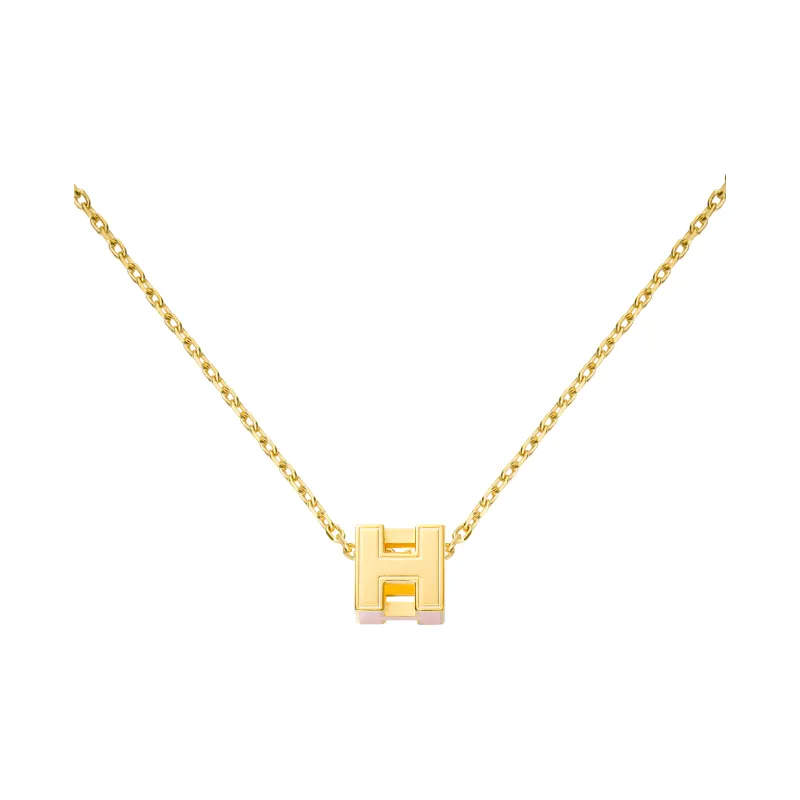 HERMES Cage D'H Gold Plated Necklaces Women's Pink Gold-1