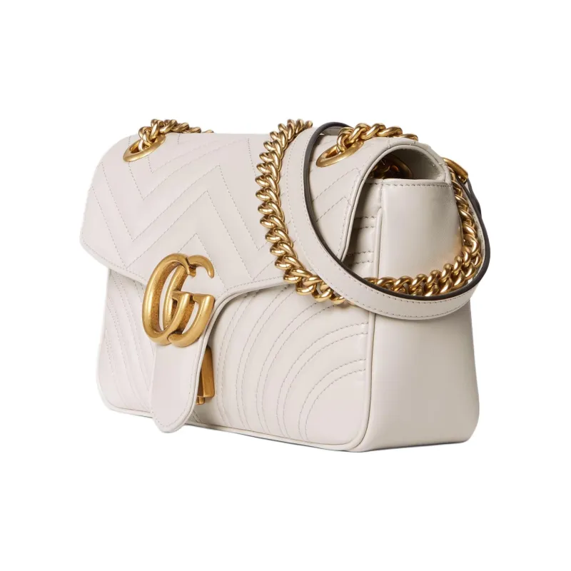 GUCCI GG Marmont Leather Crossbody Bag, Shoulder Bag Women's Light Gray-1