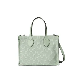GUCCI Ophidia Denim With Leather Tote Bag Shopping Bag Handbag Medium Size Women's Light Green