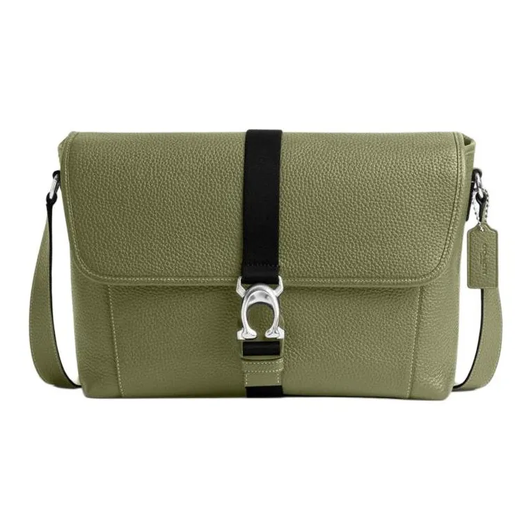 COACH Beck Litchi Grain Leather Messenger Bag, Shoulder Bag, Crossbody Bag Regular Men's Moss-0