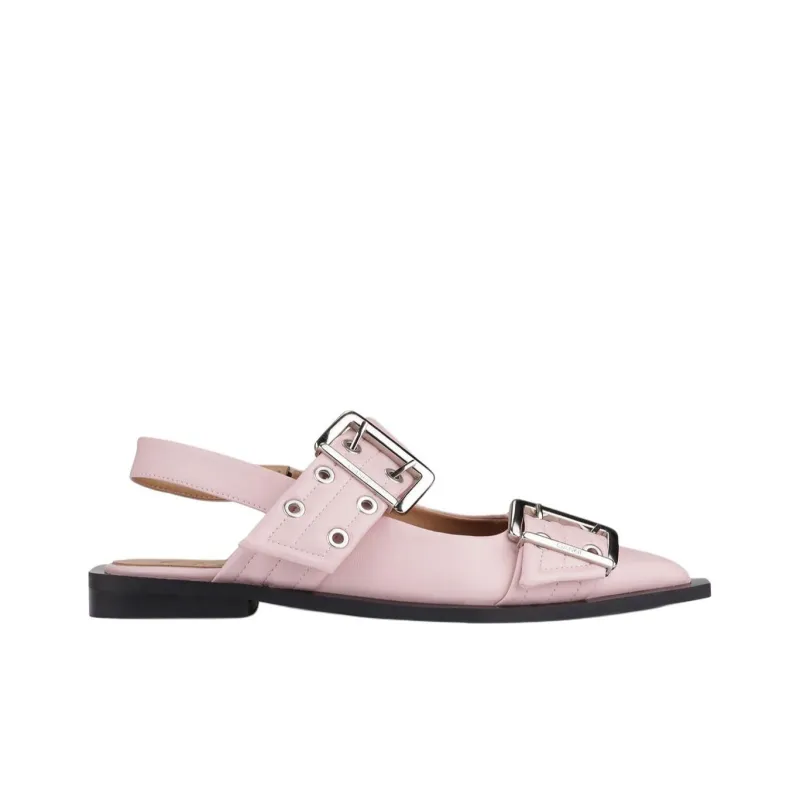 GANNI Eyelet Detailed Buckle Ballerinas Women's-1