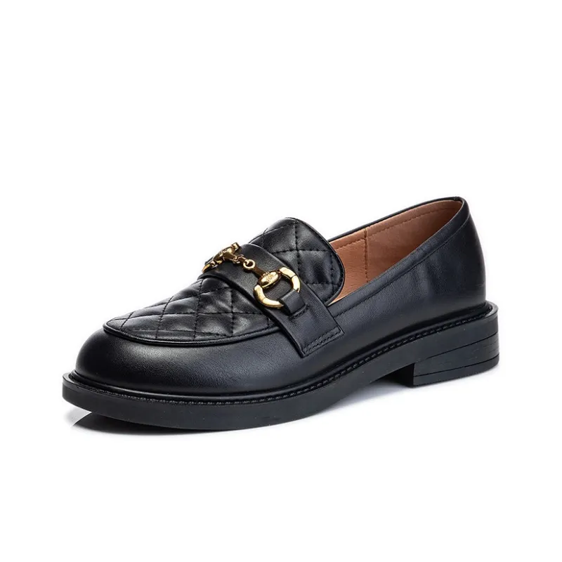 Lady's House Loafers Women's Black Beige-1