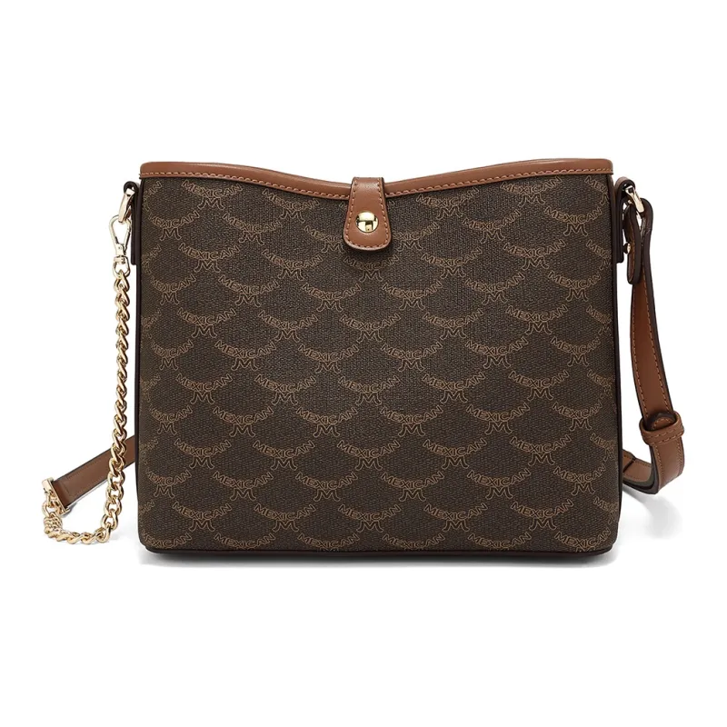 MEXICAN Polyurethane Shoulder Bag Regular Women's Mocha Coffee/Khaki Apricot/Elegant White-2