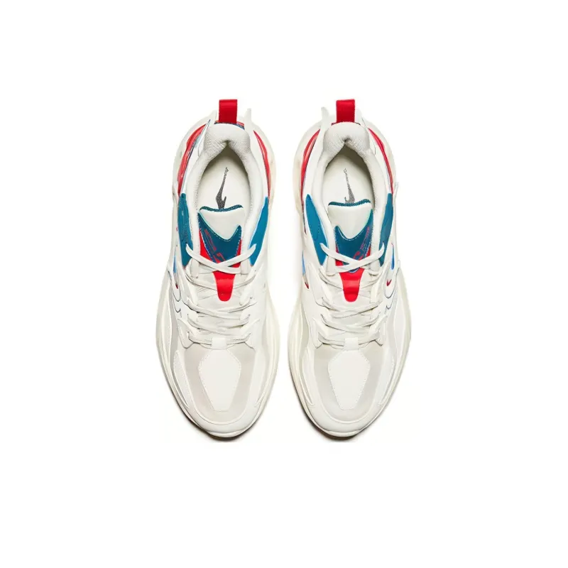 HENANBOWUYUAN x Erke Cushioning Slip Resistant And Abrasion Resistant Low Top Running Shoes Men's White Green Red-2