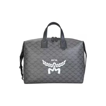 MCM Leather Shoulder Bag Crossbody Bag Handbag Extra Large Men's Dark Gray