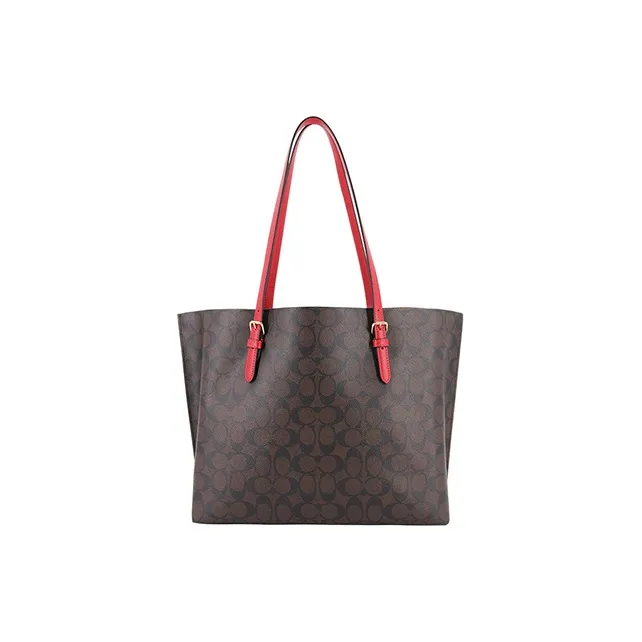 COACH Mollie PVC Tote Bag Shopping Bag Shoulder Bags Large Size Women's Dark Brown-2