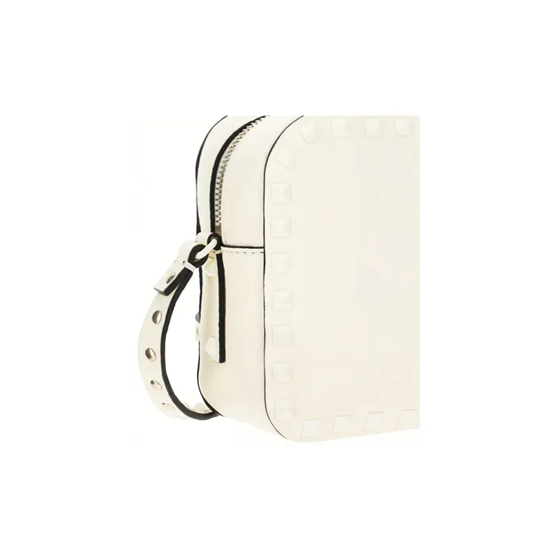 Valentino Rockstud Calfskin Shoulder Bag Crossbody Bag Women's White-3