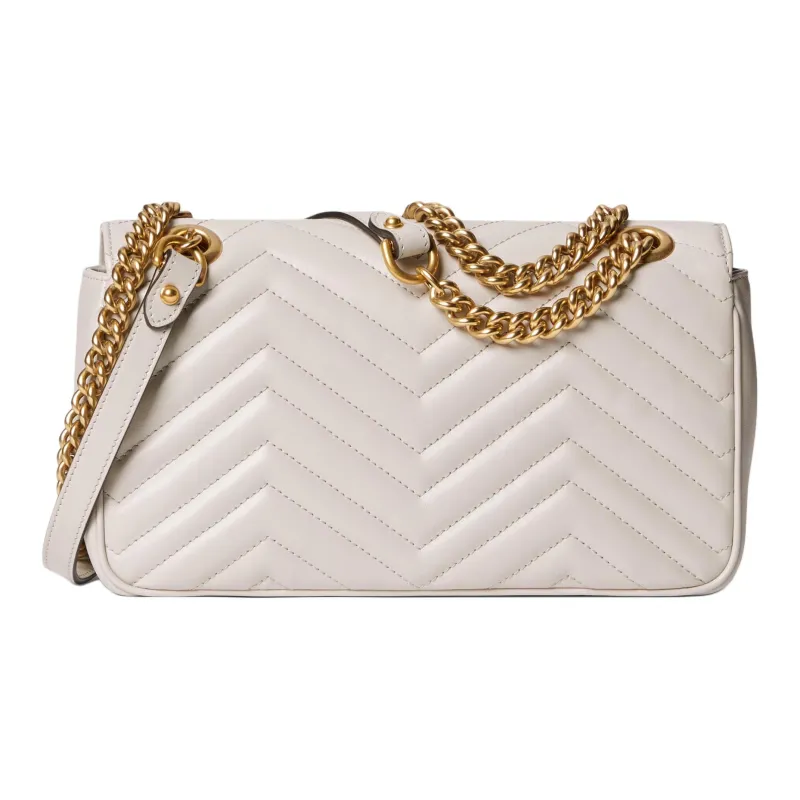 GUCCI GG Marmont Leather Crossbody Bag, Shoulder Bag Women's Light Gray-6