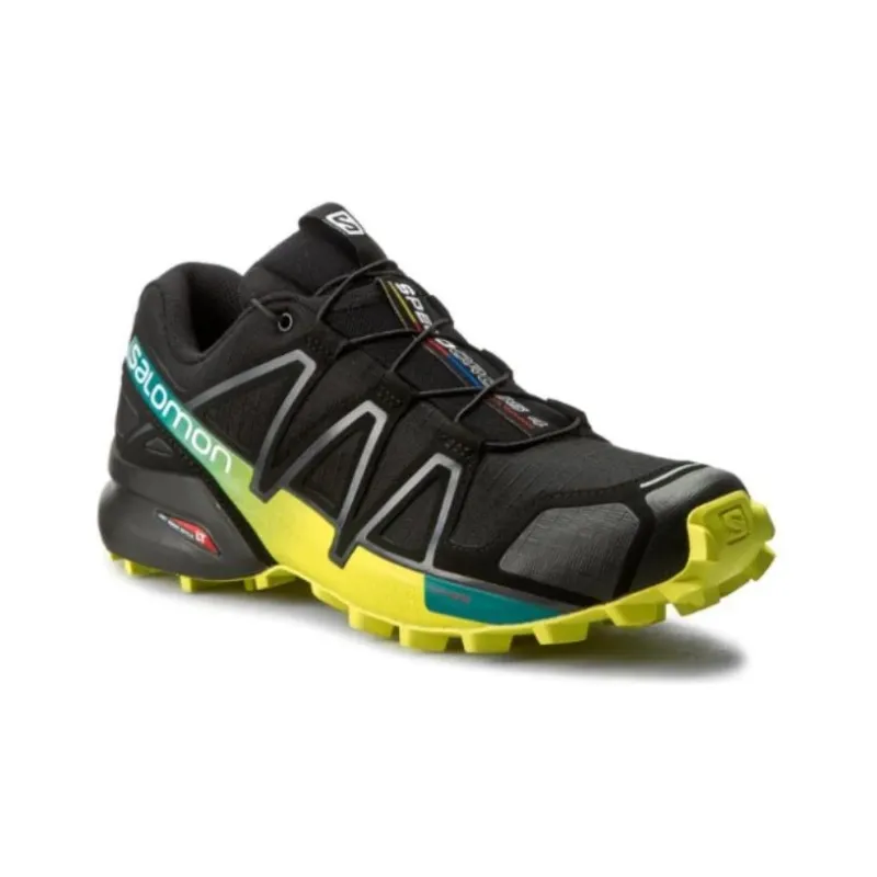 SALOMON Speedcross 4 Abrasion Resistant Low Top Trekking Shoes Men's Black Yellow-3