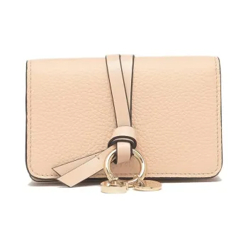 Chloe Alphabet Leather Card Holder, Wallet Women's Cement Pink