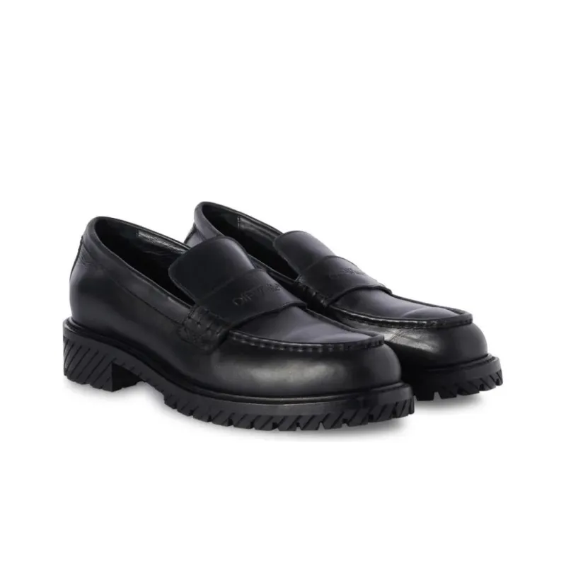 OFF WHITE Military Logo debossed Leather Loafers-2