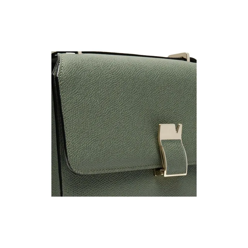 Valextra Millepunte Calfskin Shoulder Bag, Crossbody Bag Medium Size Women's Musk Green-3