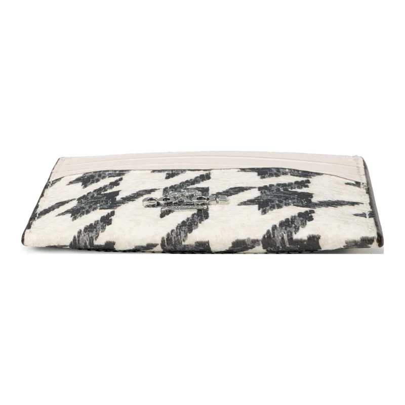 COACH Card Case Canvas With Leather Wallets Card Holders Small Size Women's Black White-3