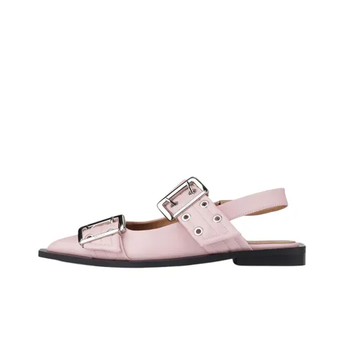 GANNI Buckled-strap Slingback Ballerina Shoes