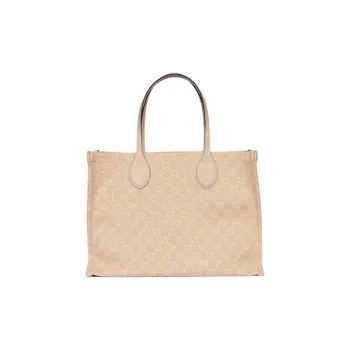 GUCCI Ophidia Denim With Leather Binding Tote Bag Shopping Bag Handbag Large Size Women's Light Beige