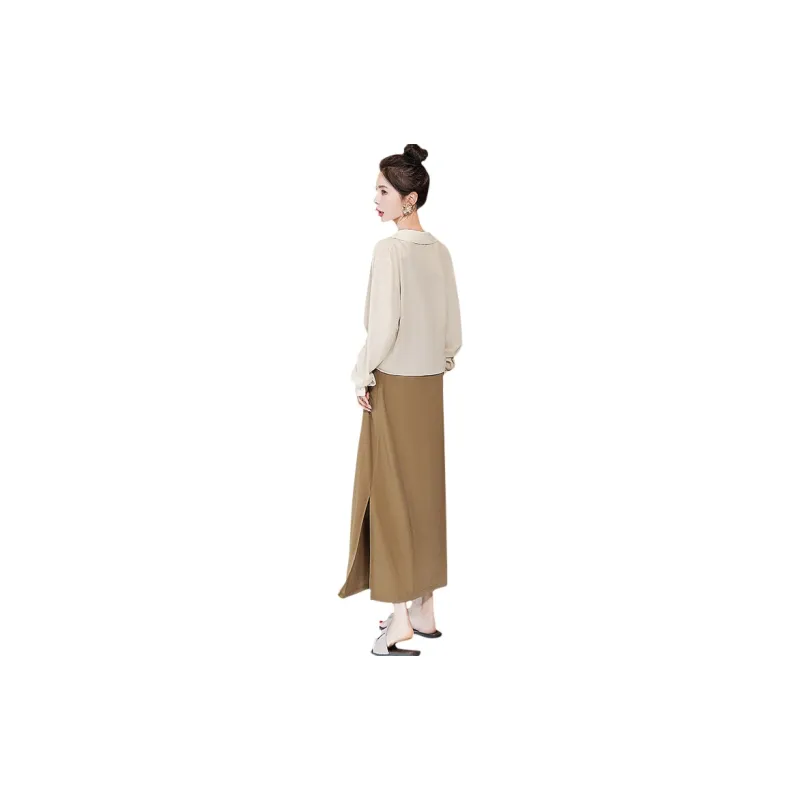 Cypress House Skirt Set Women's Outer Apricot Inner Dark Coffee-1