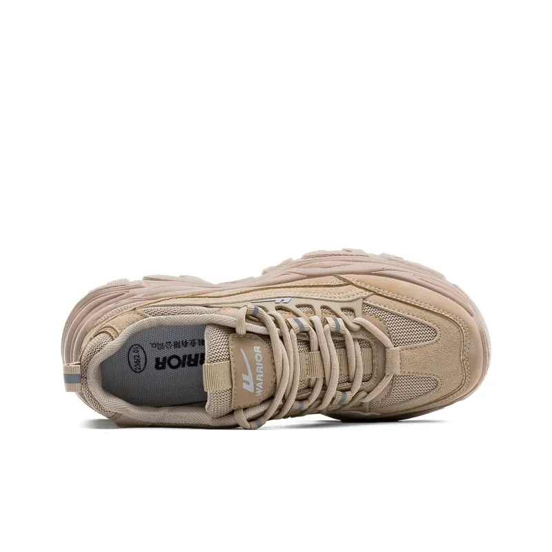 Warrior Wear resistant Lightweight Breathable And Non slip. Low Top Chunky Sneakers Women's Beige Pink Beige Coffee-3