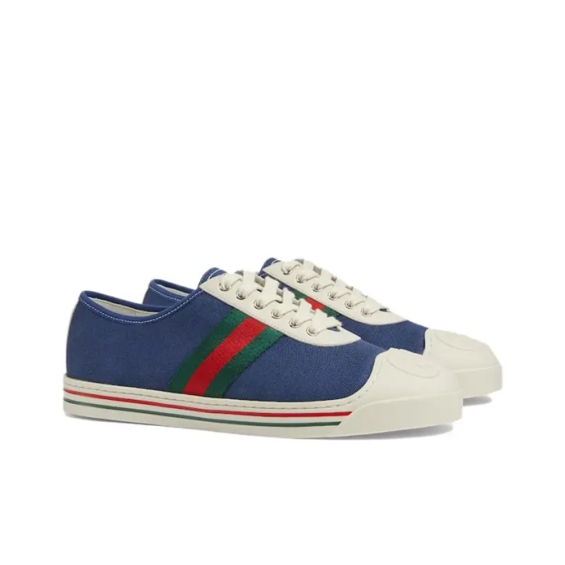 GUCCI Low Top Skateboard Shoes Women's Blue-2