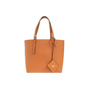 MCM Embossed Leather Tote Bag, Shopping Bag, Handbag Mini Women's Cognac