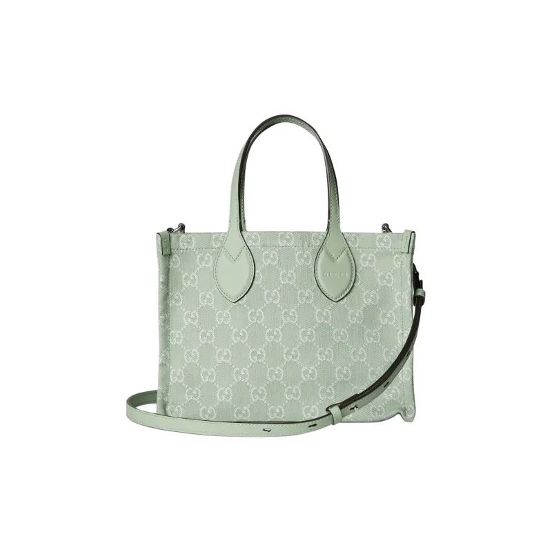 GUCCI Ophidia Denim With Leather Tote Bag Shopping Bag Handbag Medium Size Women's Light Green-1
