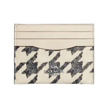 COACH Card Case Canvas With Leather Wallets Card Holders Small Size Women's Black White