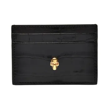 Alexander McQueen Skull Embossed Crocodile Effect Cardholder