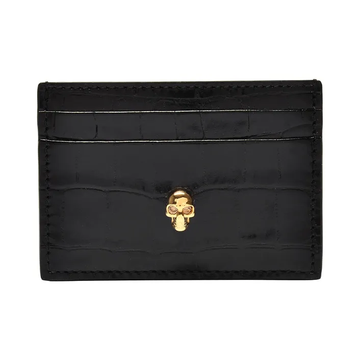 Alexander McQueen Skull Embossed Crocodile Effect Cardholder-0