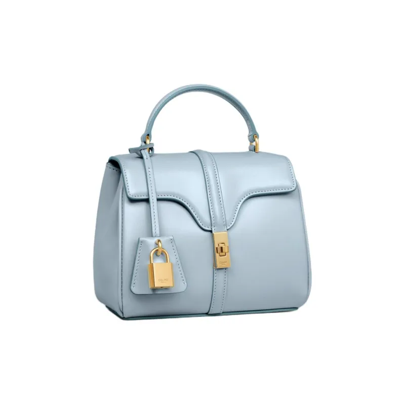 CELINE Satin Cow Leather Shoulder Bag Crossbody Bag Handbag Mini Women's Light Blue-1