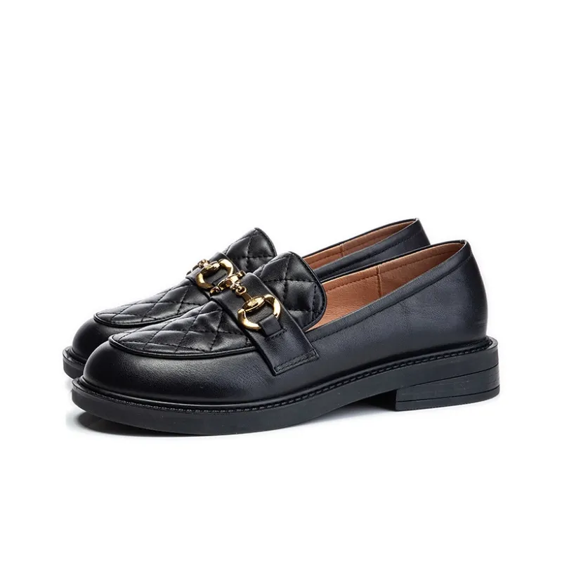 Lady's House Loafers Women's Black Beige-2