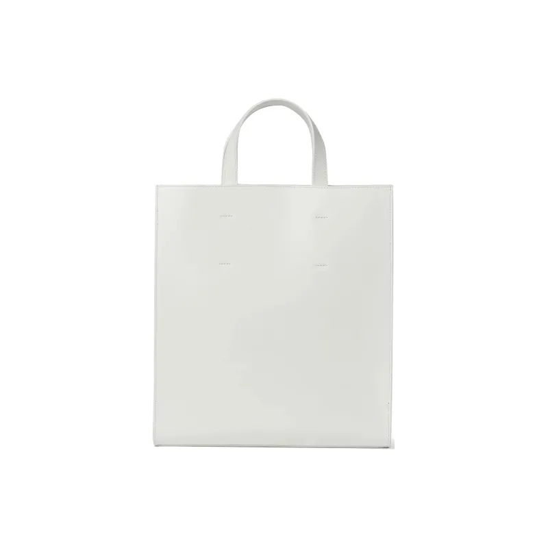 MSGM Calfskin Tote Bag Shopping Bag Shoulder Bag Handbag Women's White-2