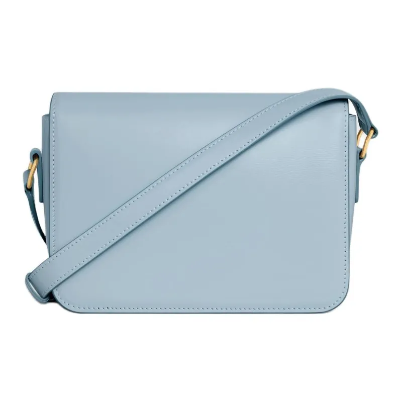 CELINE Triomphe Cow Leather Crossbody Bag, Shoulder Bag Women's Light Blue-2