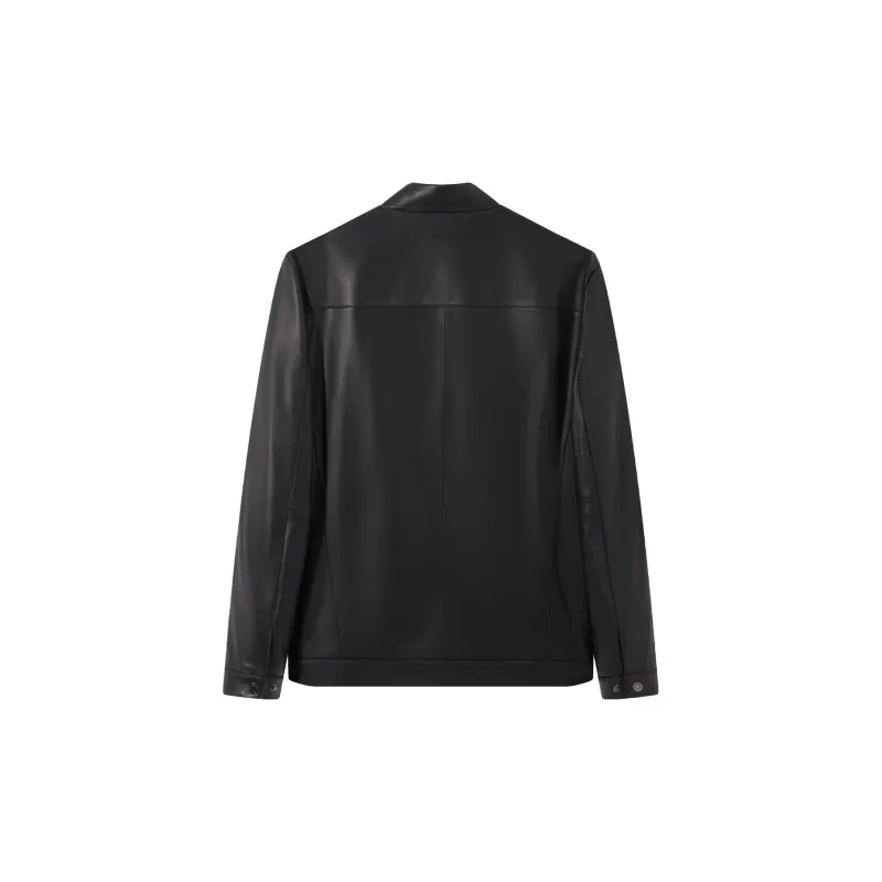 SEVEN Genuine Leather Sheepskin Leather Jacket Men's Black-1