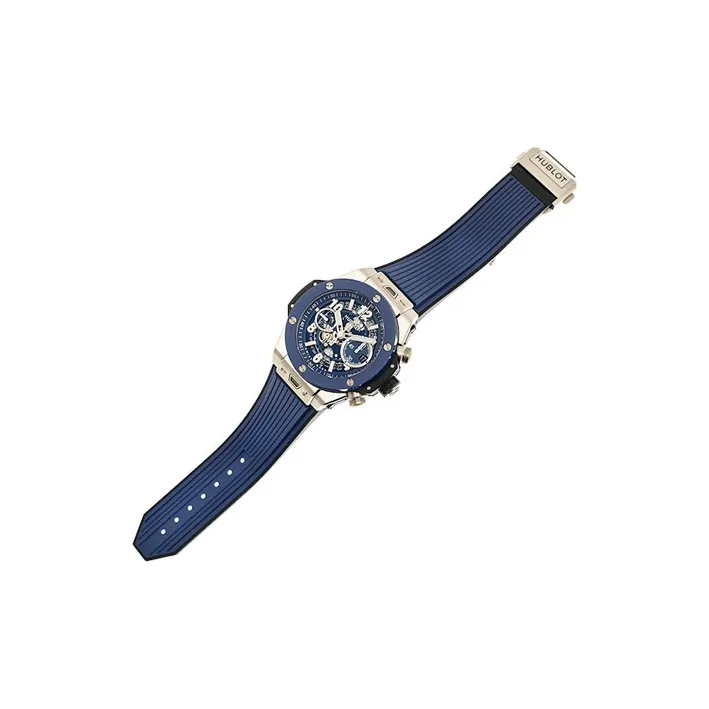 HUBLOT BIG BANG Automatic Mechanical Movement Men's Watches Watch 44mm Blue Dial Titanium Watch Case Rubber Strap-4