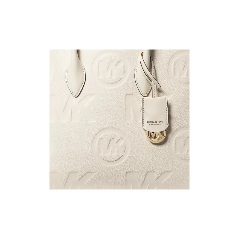 MICHAEL KORS Mirella Litchi Grain Leather Tote Bag Shopping Bag Handbag Shoulder Bag Medium Size Women's White-3