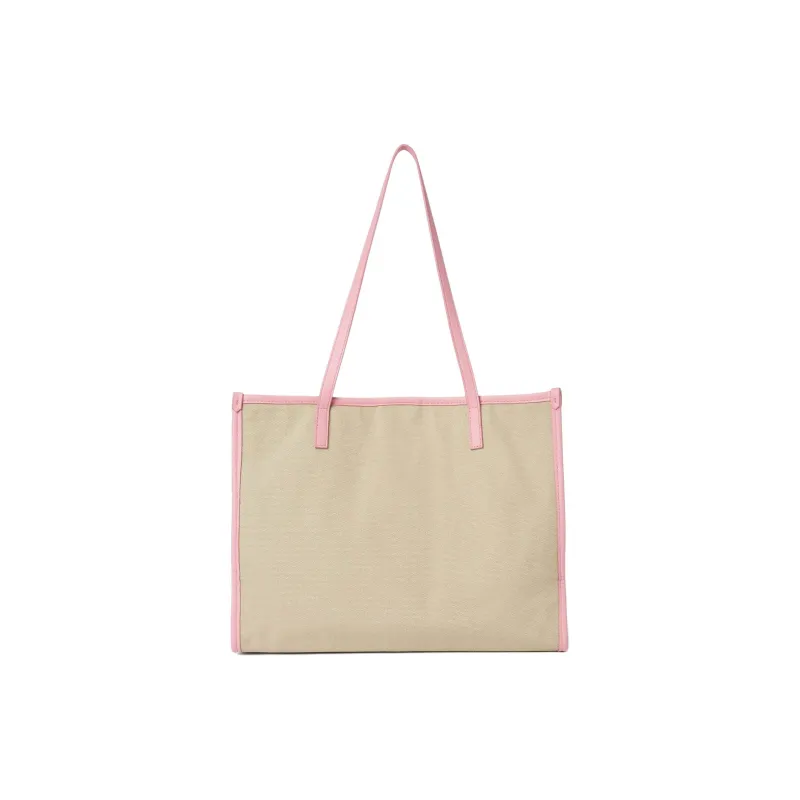 MSGM Cotton Handbag Shoulder Bag Women's Beige & Pink-2