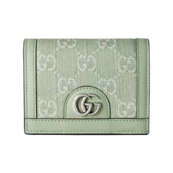 GUCCI Ophidia Denim With Leather Wallet Women's Light Green