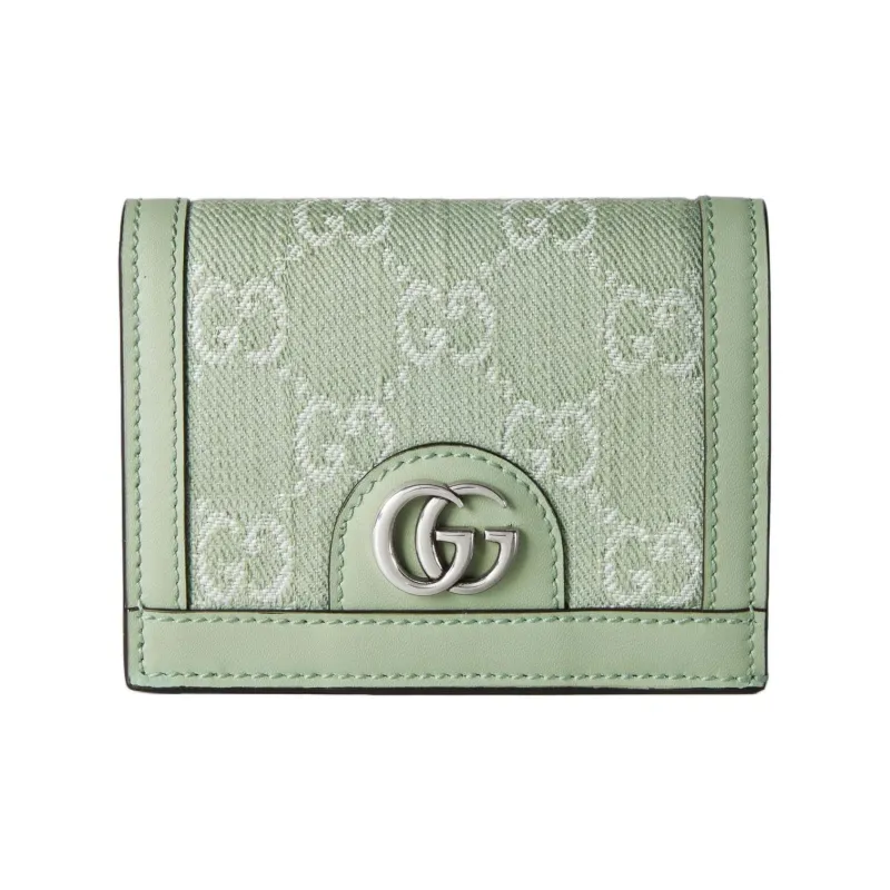 GUCCI Ophidia Denim With Leather Wallet Women's Light Green-0