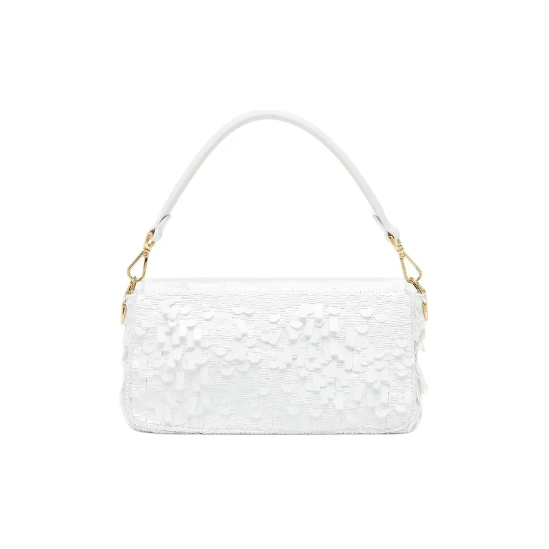 FENDI Baguette Polyester Shoulder Bag, Crossbody Bag, Handbag Medium Size Women's White-2