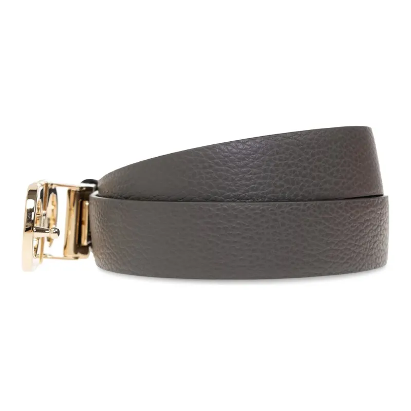 FERRAGAMO Brand Logo, Smooth Buckle Leather Belts Women's Gray Width 3.5CM-1