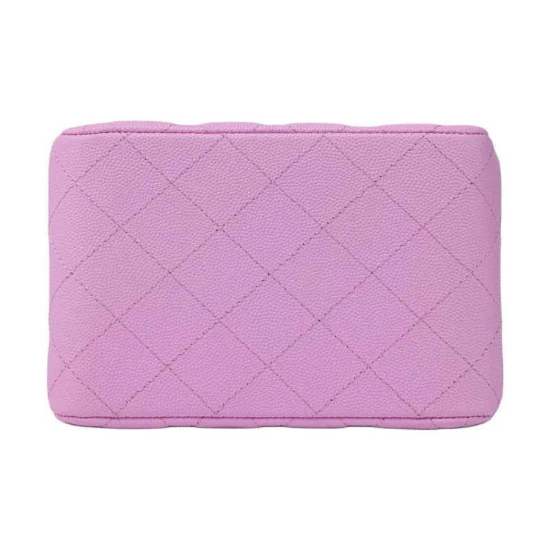 CHANEL Grain Cow Leather Crossbody Bags Mini Women's Purple-3