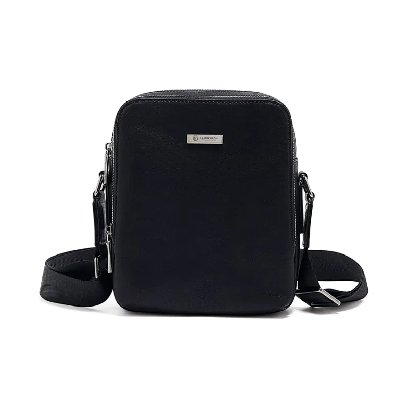 Old Man's Head Top Grain Cow Leather Small Square Bag Shoulder Bag Crossbody Bag Regular Men's Black-0